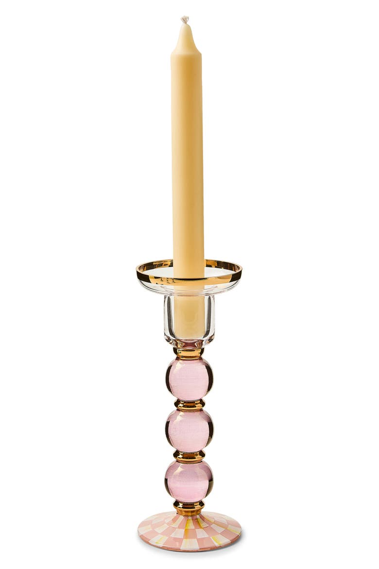 Rosy Check Large Glass Candleholder, Alternate, color, ROSY