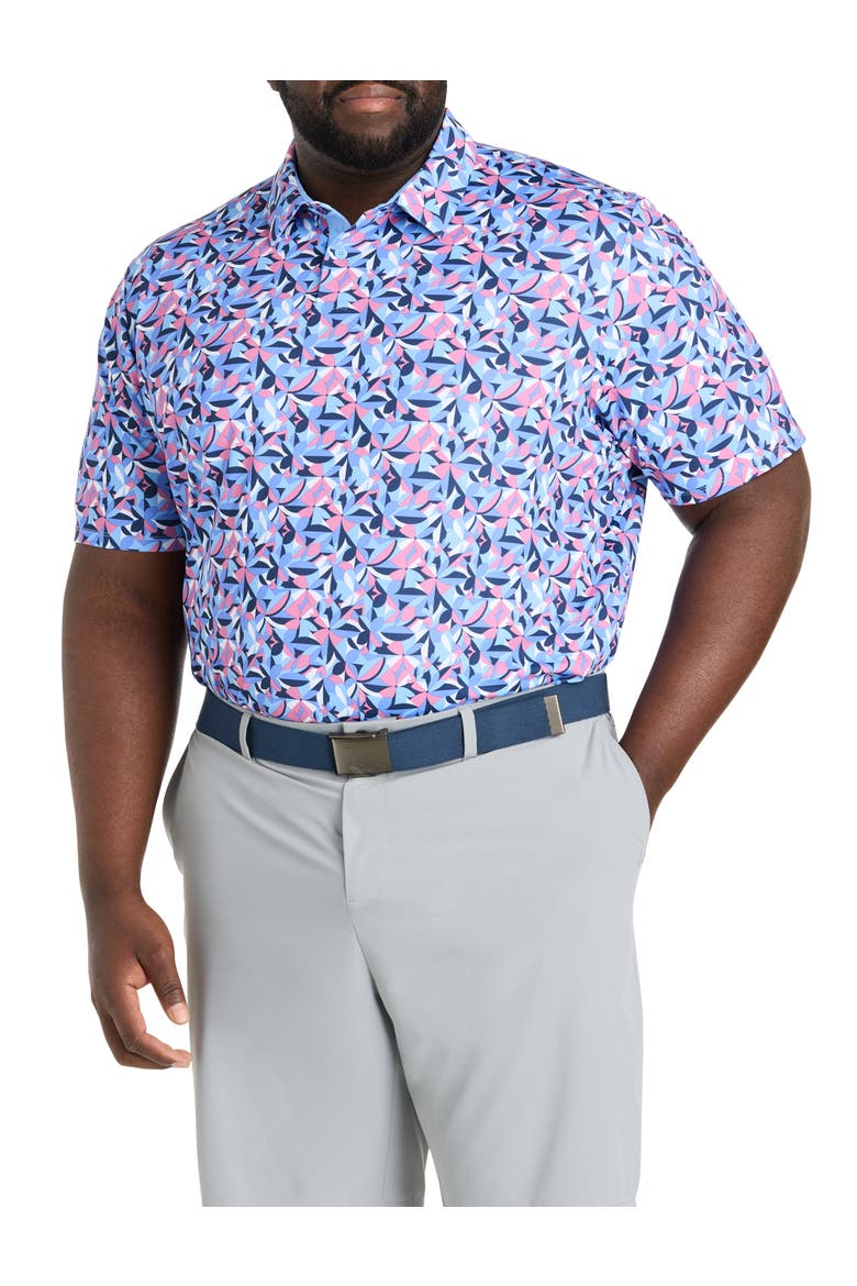 Big & Tall Dogwood Floral Geometric Polo Shirt, Main, color, VISTA BLUE