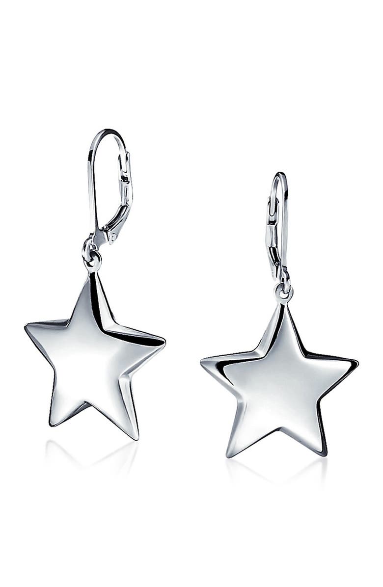 BLING JEWELRY Sterling Silver Star Dangle Earrings, Main, color, Silver