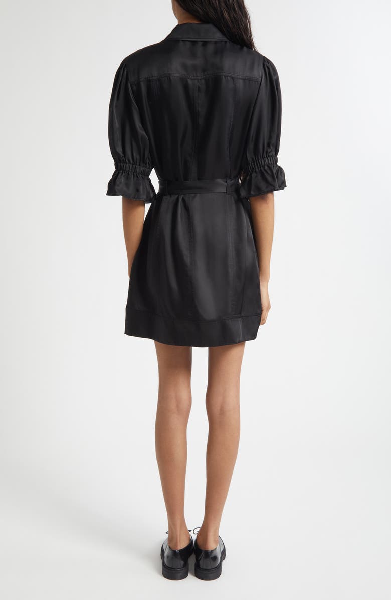 Cinq à Sept Holly Puff Sleeve Satin Dress, Alternate, color, Black
