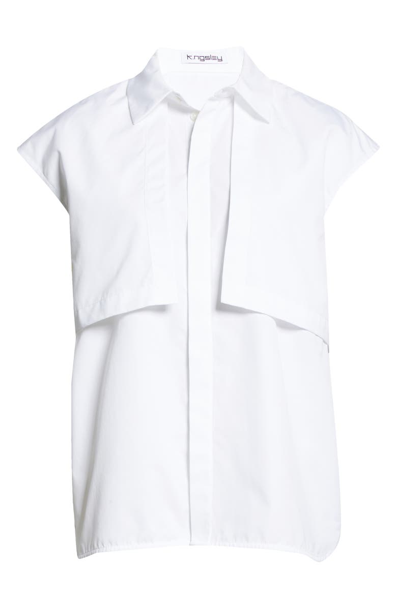 K.NGSLEY Unisex Nesli Back Cutout Sleeveless Cotton Twill Shirt, Alternate, color,