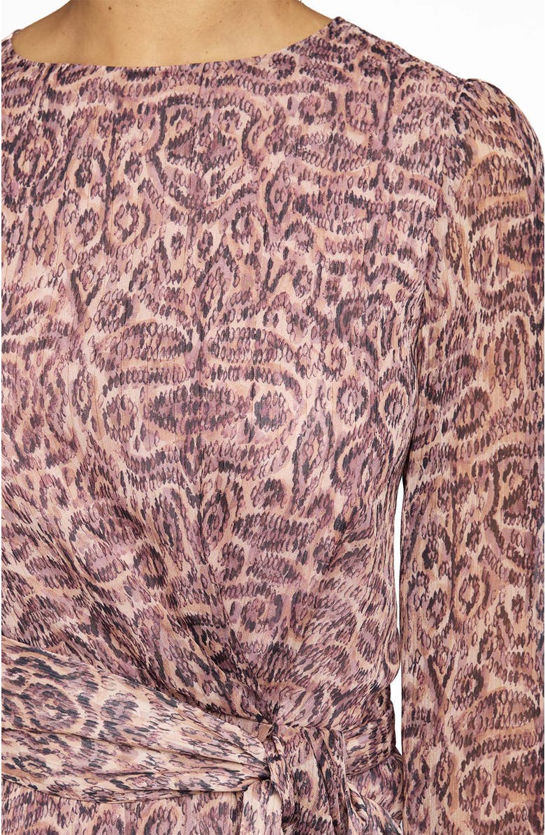 Santorelli Darya Long Sleeve Dress in Printed Georgette, Alternate, color, Dusty Lilac Multi