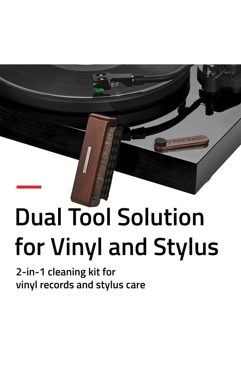 Fluance Vinyl Record Cleaning Kit with Carbon Fiber Brush and Stylus Brush, Alternate, color, Natural Walnut