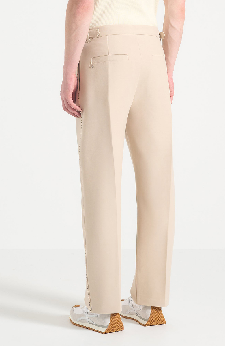 Manière De Voir Nolan Twin Pleat Chino Trousers with Stitch Detail, Alternate, color, Beige