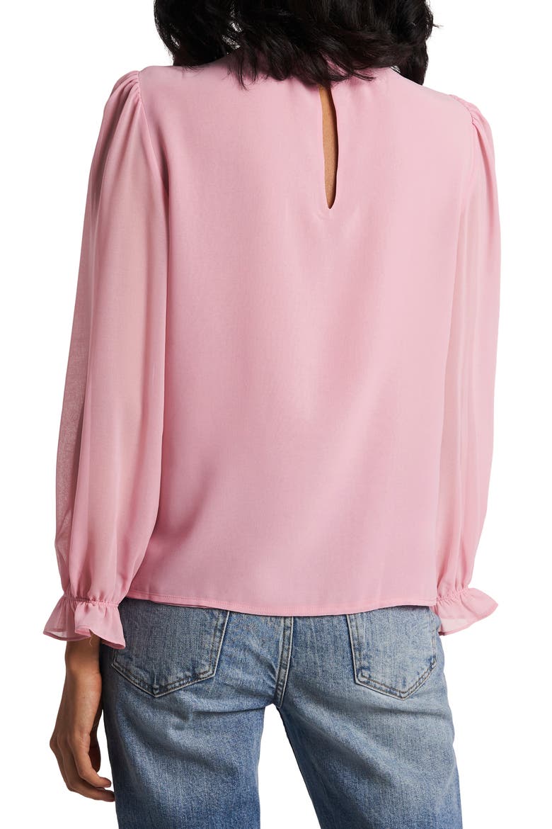 Smocked Neck Long Sleeve Blouse, Alternate, color, ROSE PINK