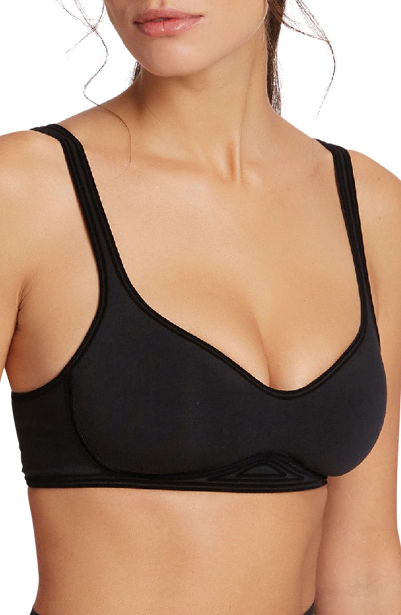 Wolford Cotton Contour 3W Wireless Bra, Main, color, Black
