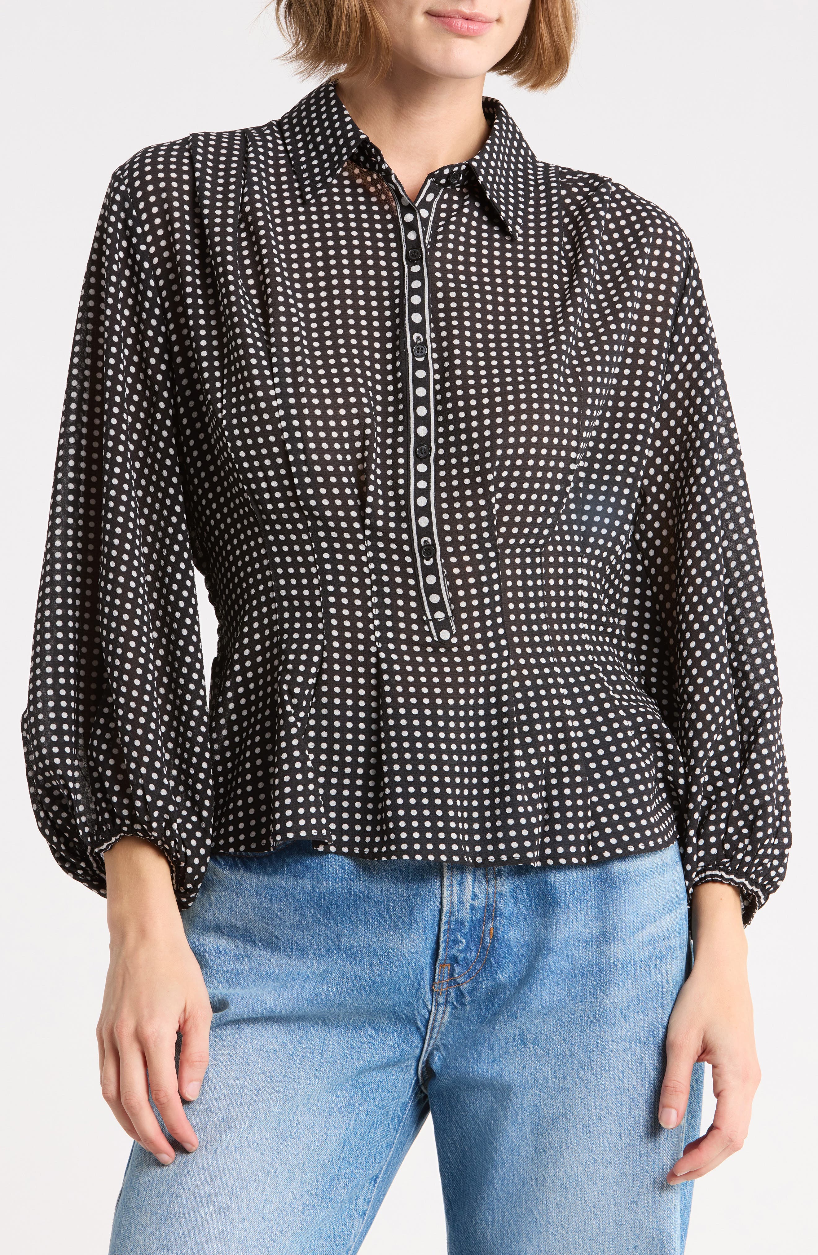 Pleat Front Button Shirt