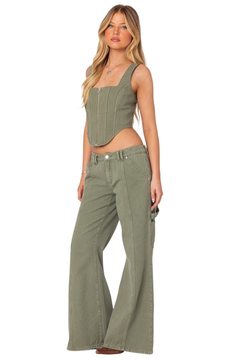EDIKTED Lottie Low Rise Flare Leg Carpenter Jeans, Alternate, color,