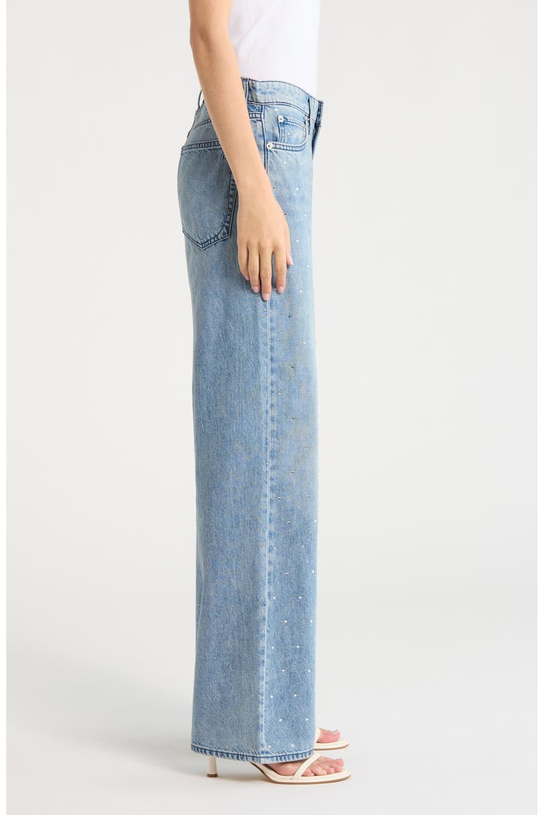 Logan High Waist Rhinestone Detail Wide Leg Jeans, Alternate, color, MARGO JEWEL