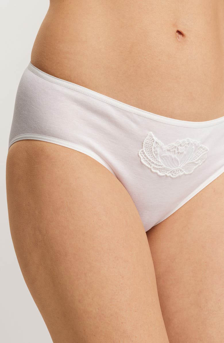 Hanro Anne Embrodiered Trim High Cut Briefs, Alternate, color, 