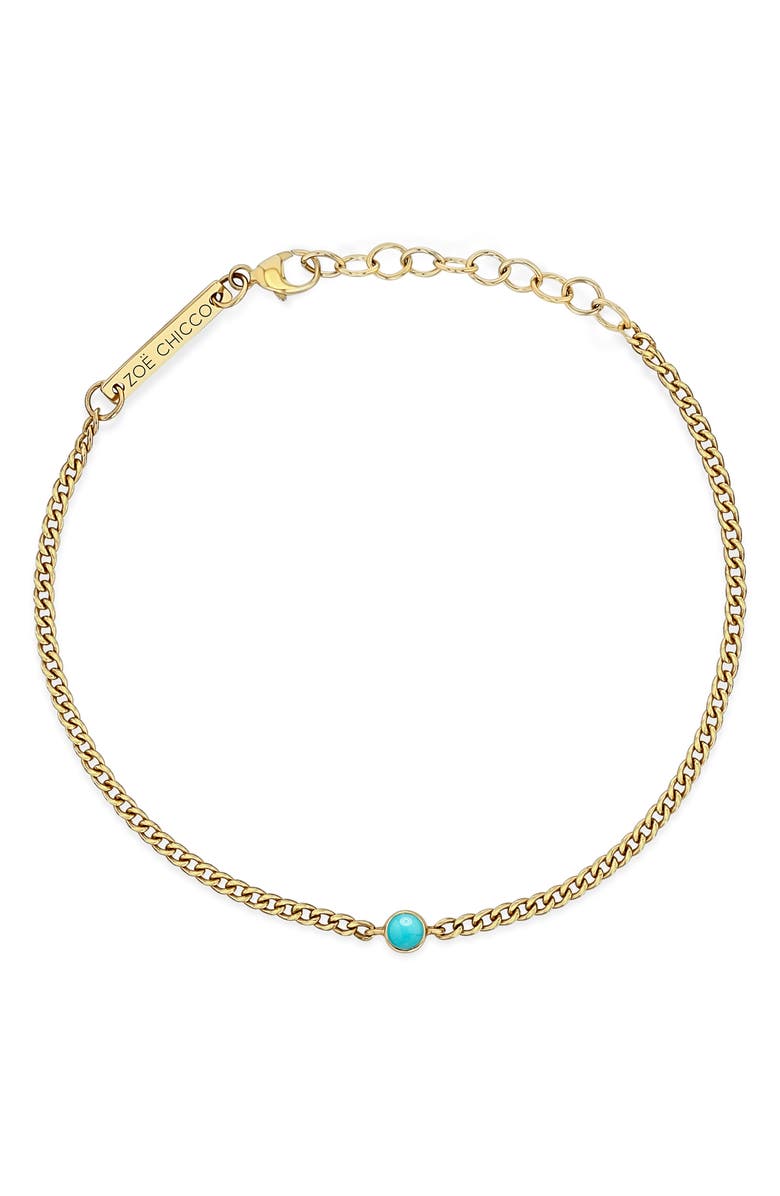 Zoë Chicco Bezel Set Turquoise Bracelet, Alternate, color, 14K Yellow Gold