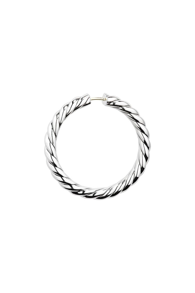 Sculpted Cable Hoop Earrings, Alternate, color, STERLING SILVER