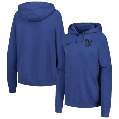 Women's Nike Blue USMNT Essential Raglan Pullover Hoodie