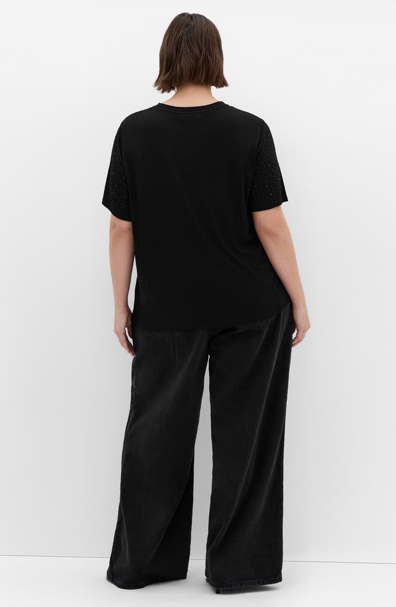 City Chic Blinged Up Embellished T-Shirt, Alternate, color, Black