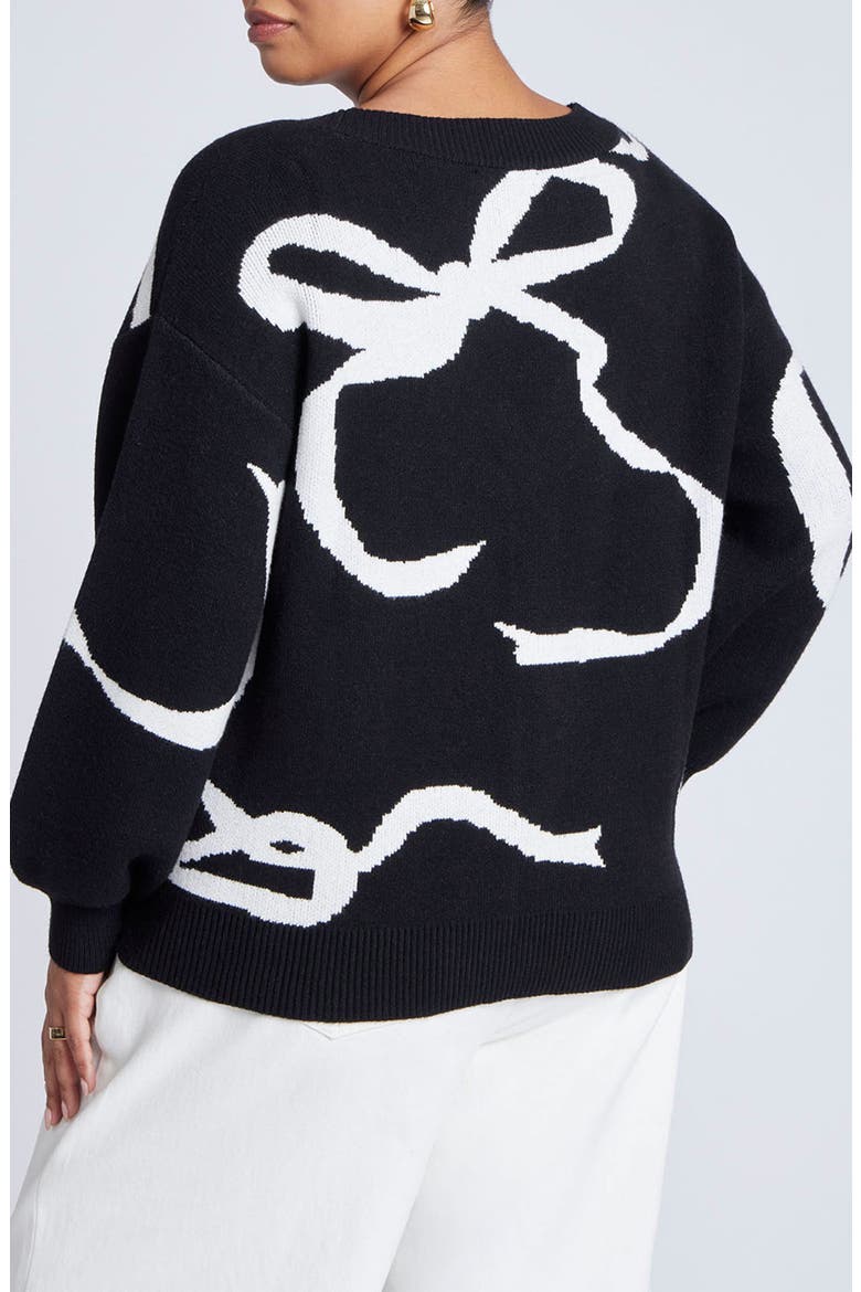 Intarsia Cardigan, Alternate, color, BLACK AND WHITE BOWS