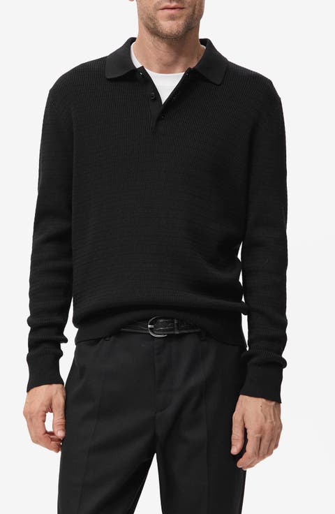 Texture Long Sleeve Polo