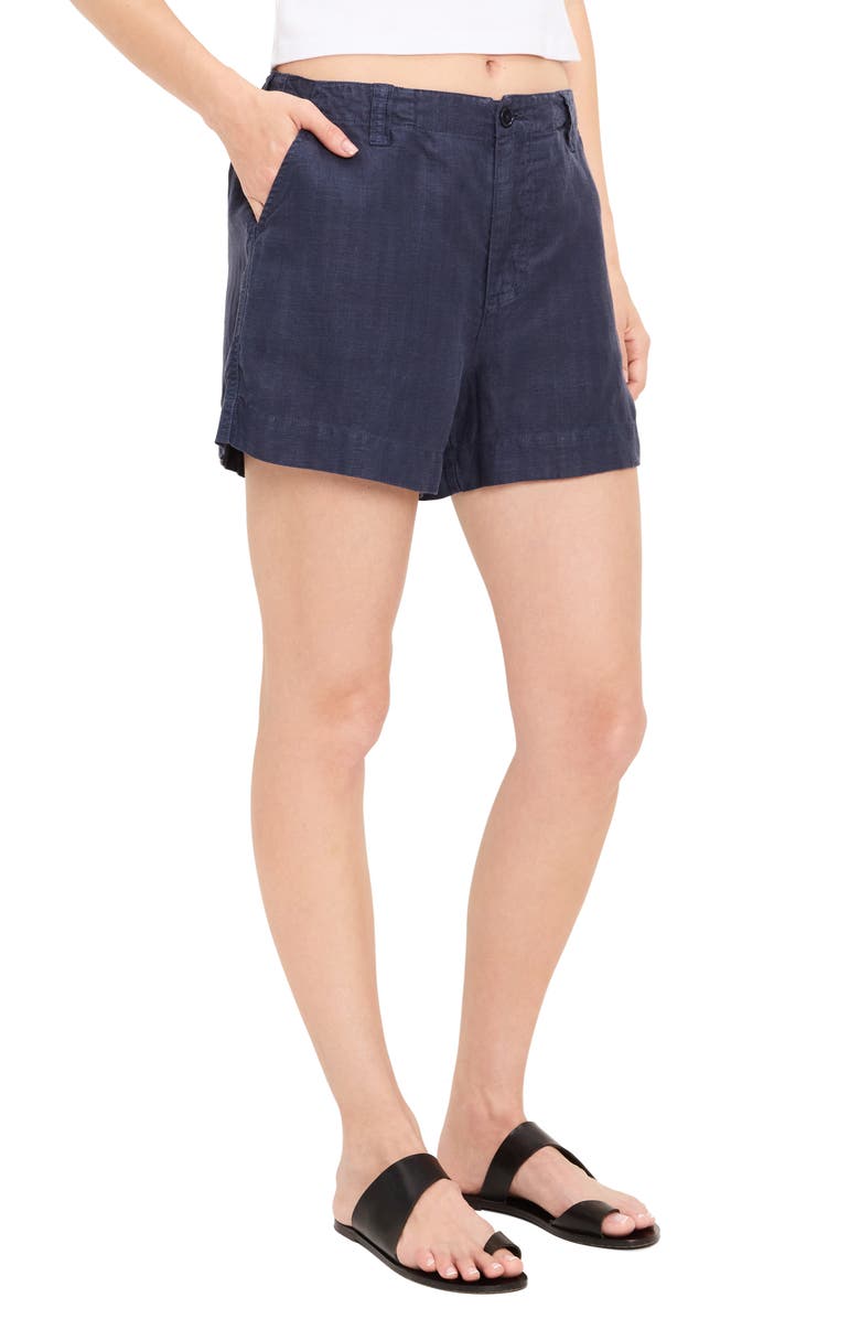 Michael Stars Dara Clean Front Linen Blend Shorts, Alternate, color, Nocturnal