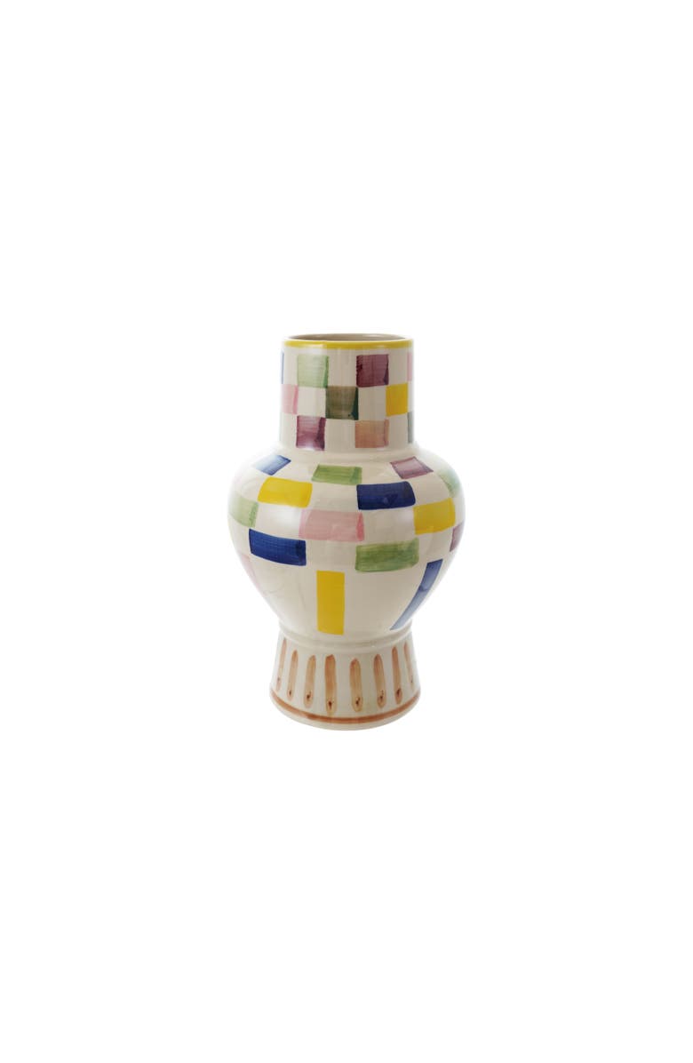 Storied Home Hand-Painted Stoneware Vase, Main, color, White