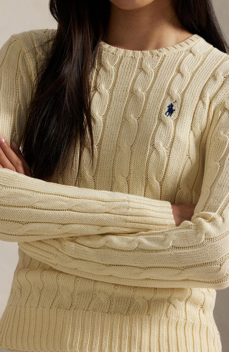 Polo Ralph Lauren Cable Stitch Cotton Sweater, Alternate, color, Cream