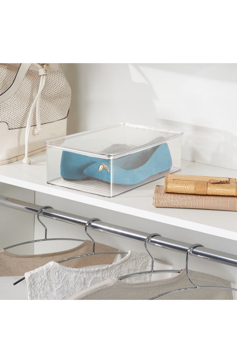 mDesign Plastic Closet Shoe Storage Organizer Box with Hinged Lid, 8 Pack, Alternate, color, 