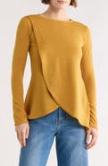 GO COUTURE Long Sleeve Cross Hem T-Shirt