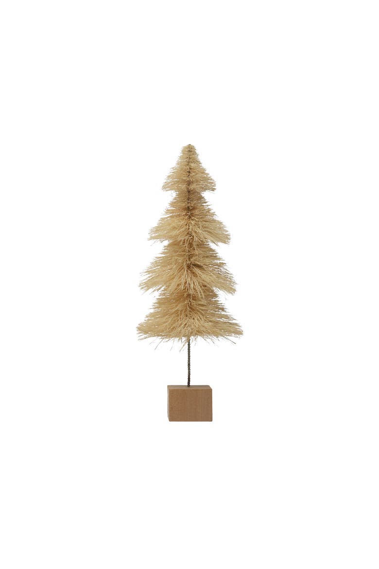 Sisal Bottle Brush Tree with Wood Base, Cream, Main, color, Cream