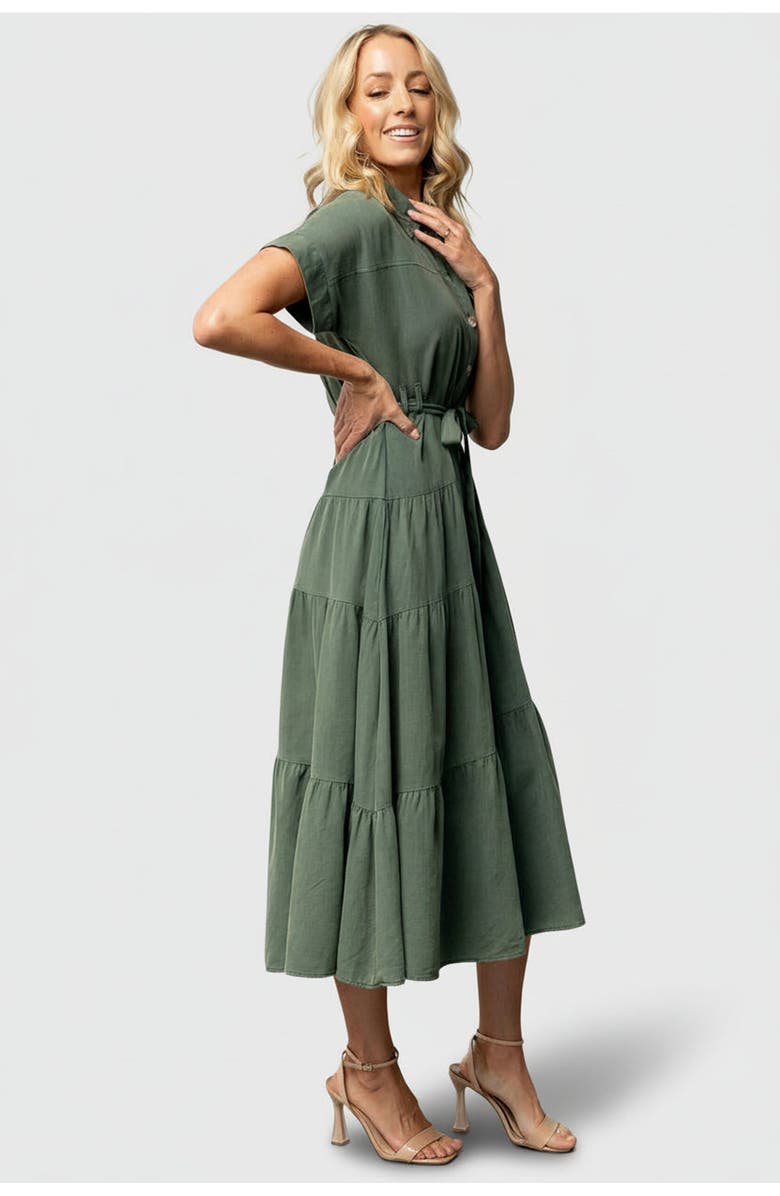 Baltic Børn Logan Button Up Dress, Alternate, color, Green