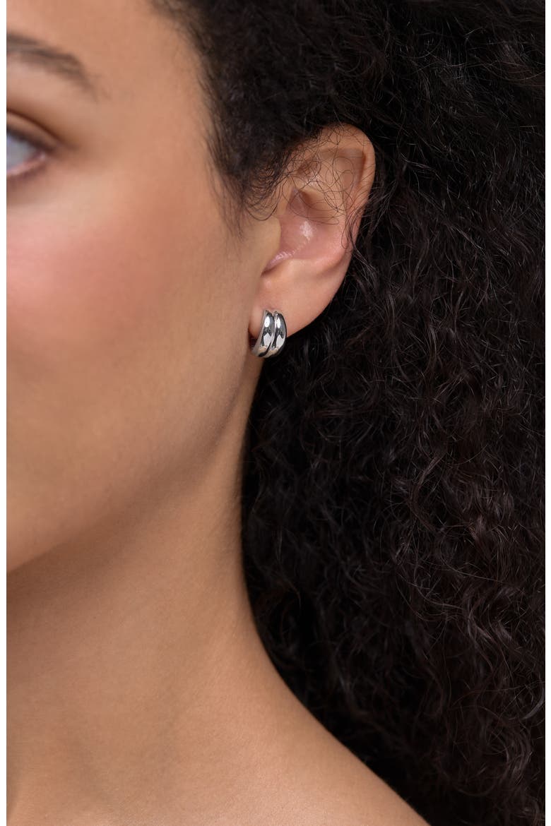 14K Gold Double Tube Hoop Earrings, Alternate, color, 14K WHITE GOLD