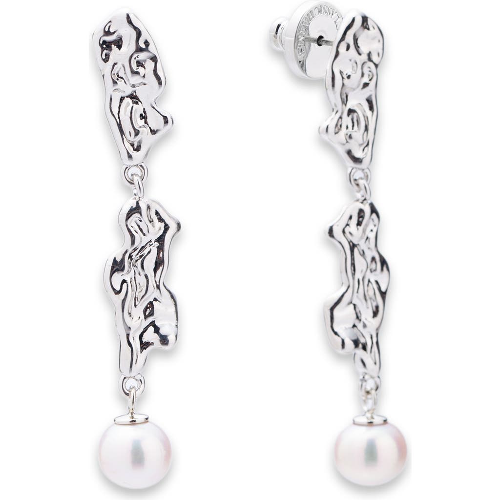 Classicharms Nyla Molten Freshwater Pearl Drop Earring In Metallic