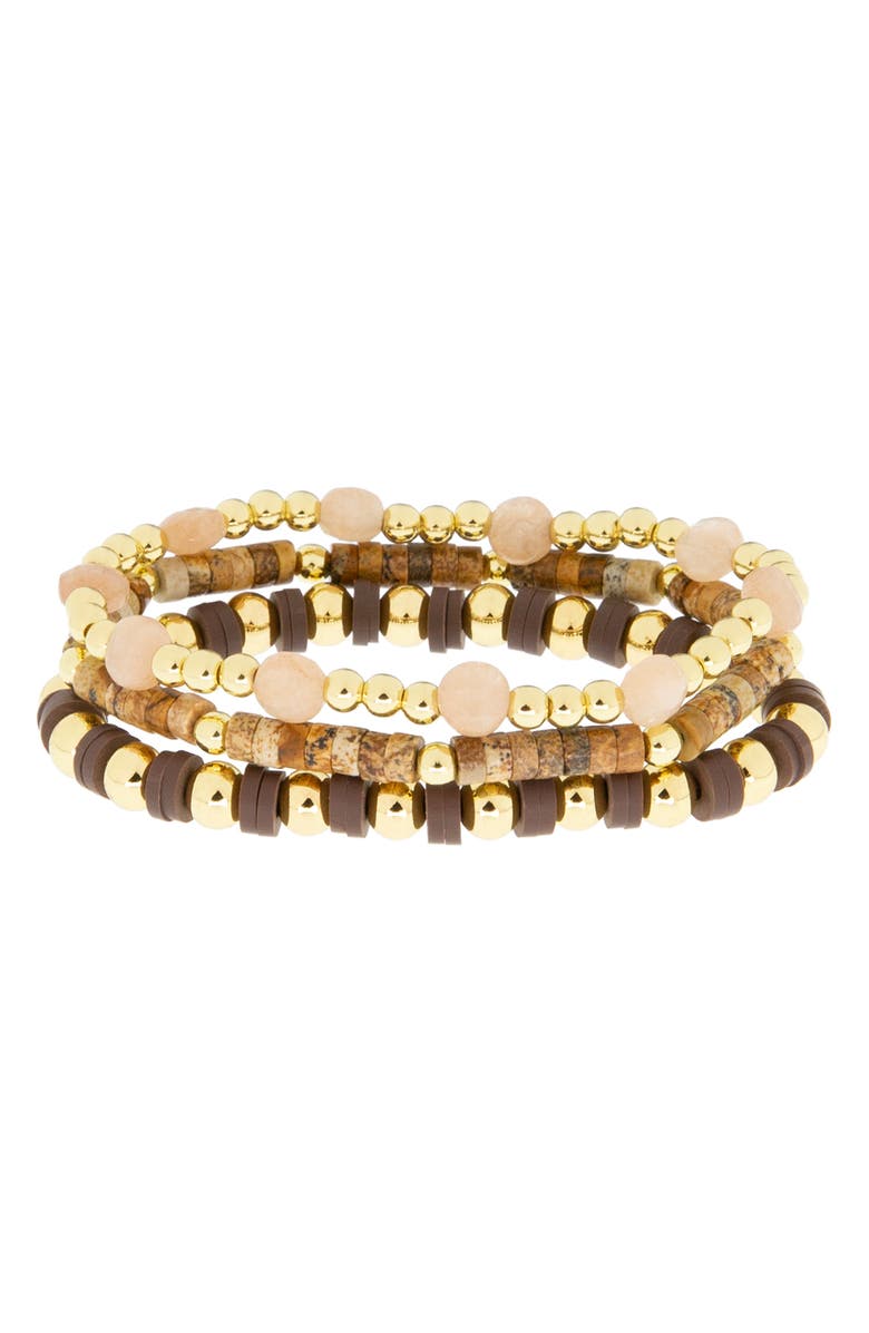 MARLYN SCHIFF Set of 3 Beaded Stretch Bracelets, Main, color,