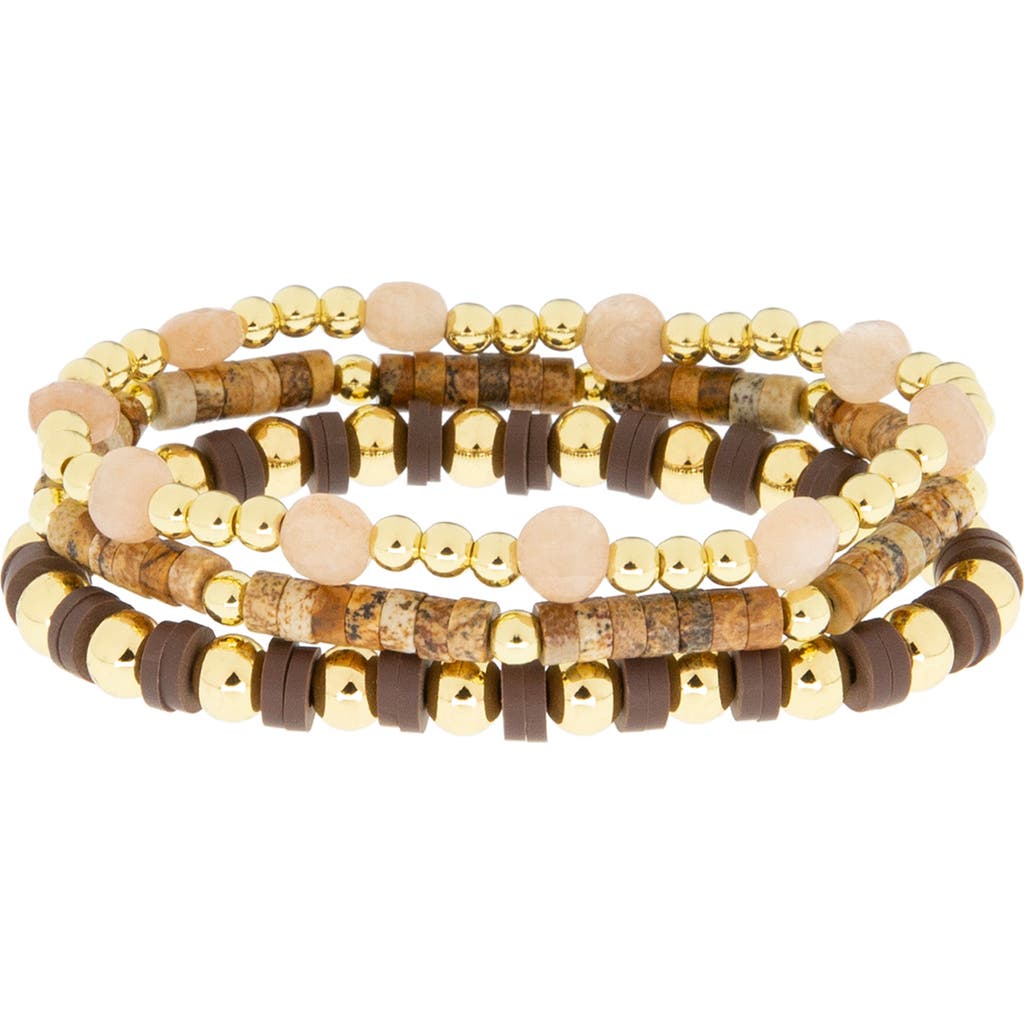 Marlyn Schiff Set Of 3 Beaded Stretch Bracelets In Multi