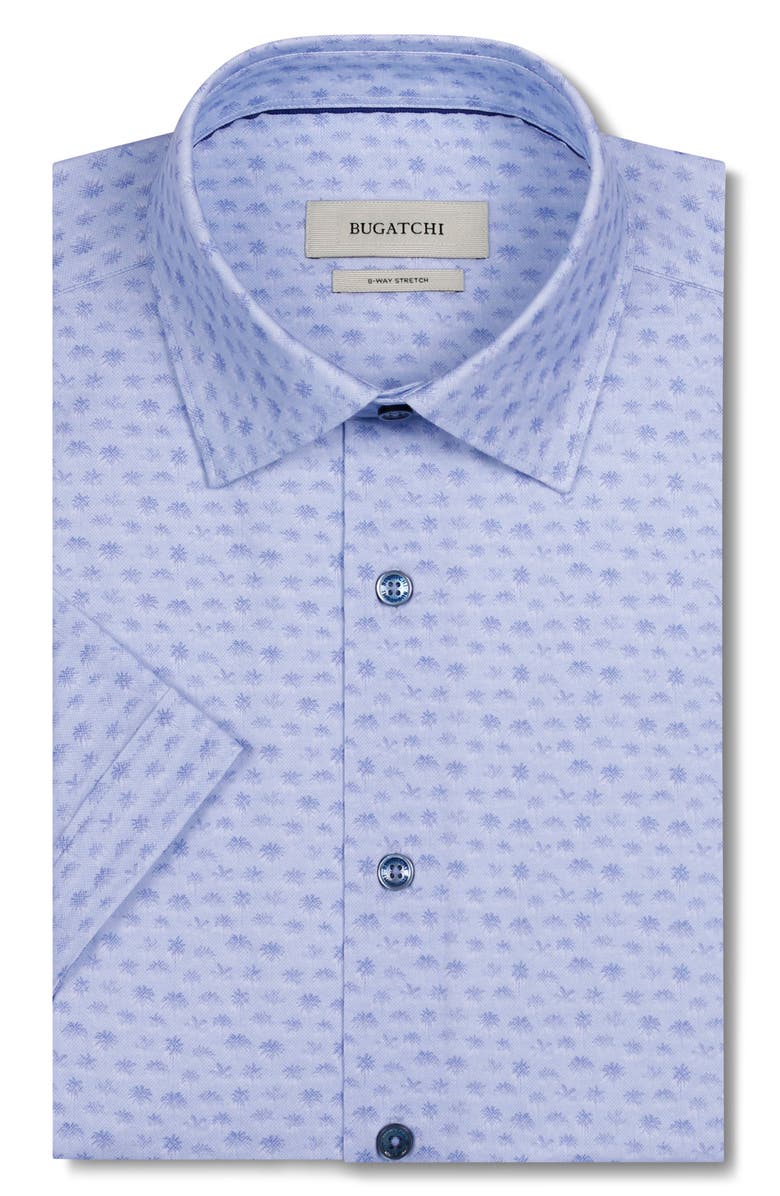 Bugatchi Miles OoohCotton<sup>®</sup> Palm Tree Print Short Sleeve Button-Up Shirt, Alternate, color, Lavender