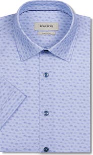 Bugatchi Miles OoohCotton® Palm Tree Print Short Sleeve Button-Up Shirt
