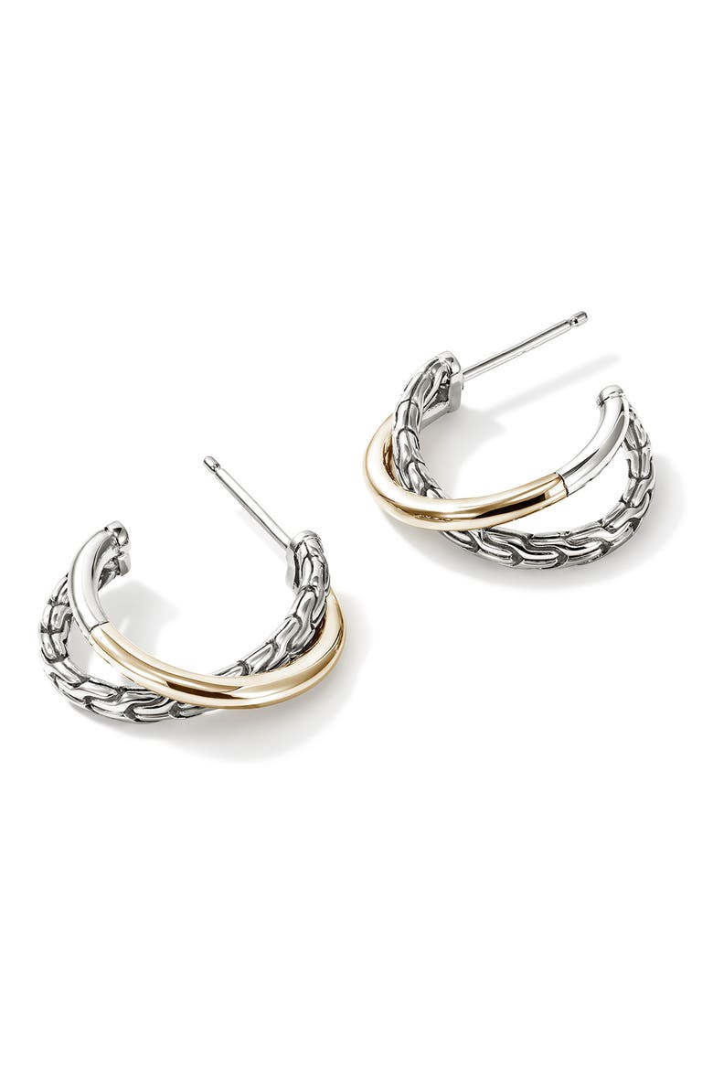 JH Essentials Crossover Earrings, 20.5mm, Main, color, SILVER/ GOLD