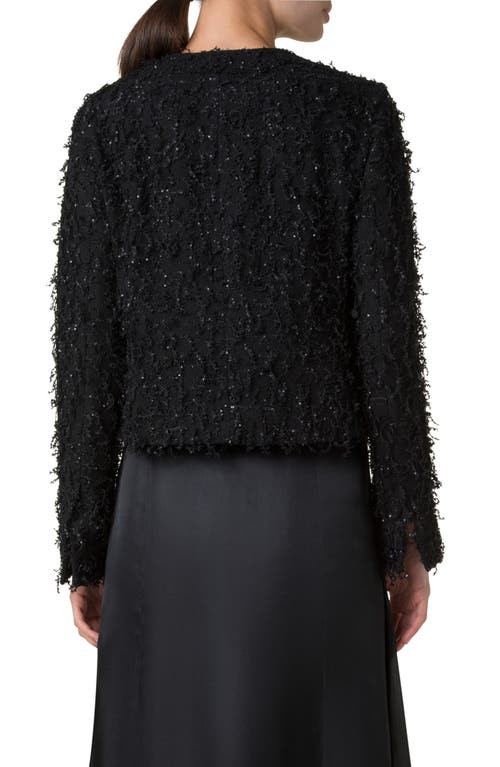 Shop Akris Bea Sequin Bouclé Short Jacket In Black