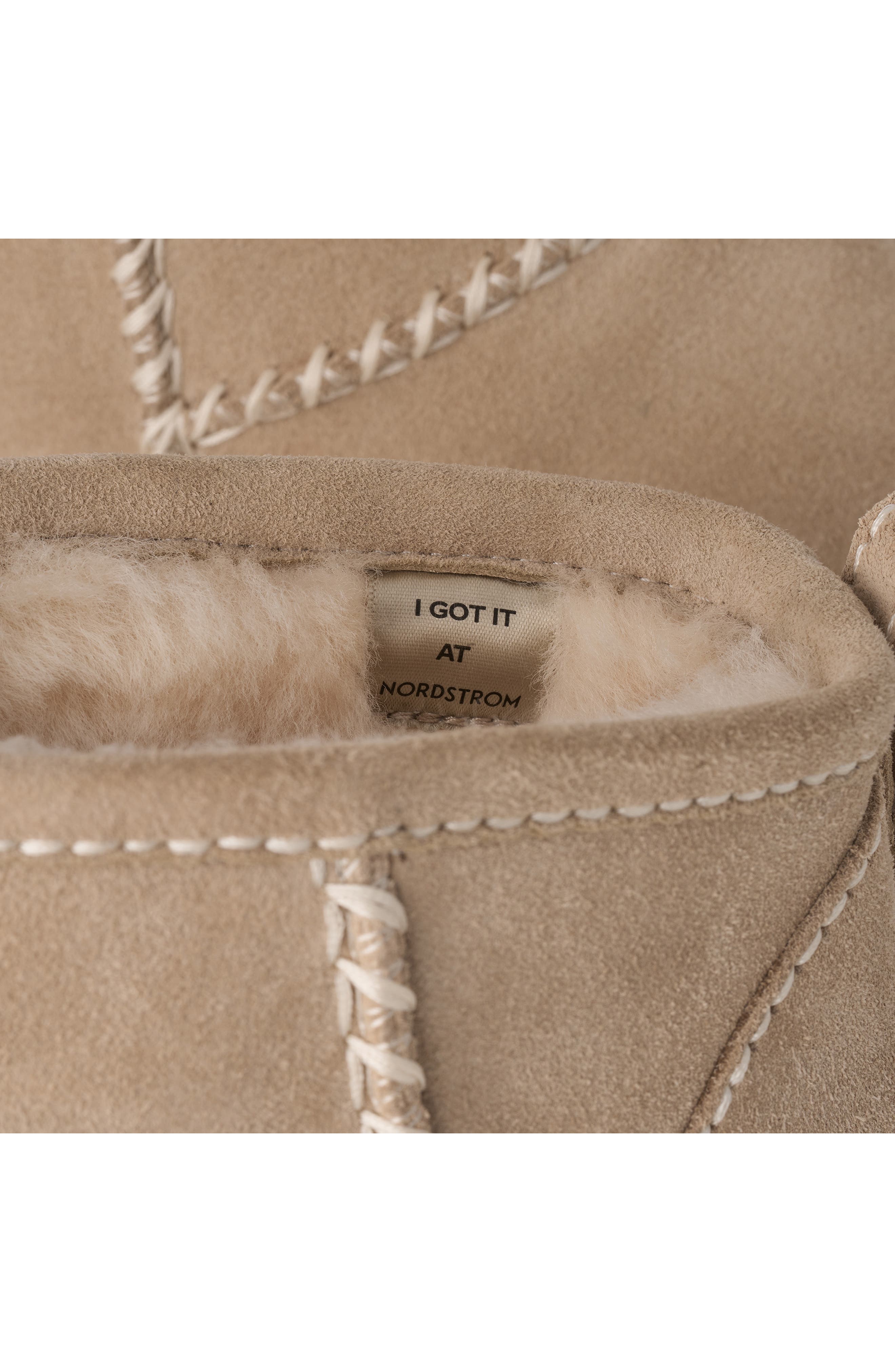 Classic Ultra Mini Stitched Genuine Shearling Boot, Alternate, color, SAND