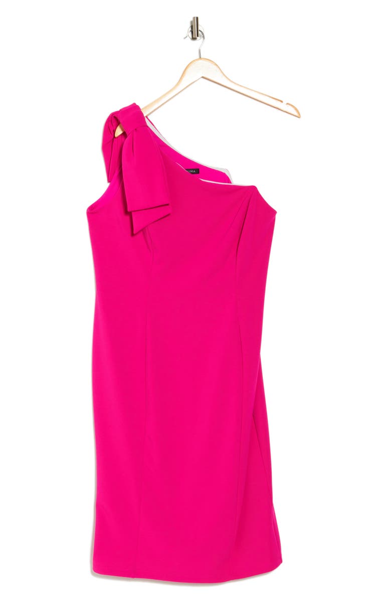 Marina Bow One-Shoulder Cocktail Dress, Alternate, color, Fuchsia