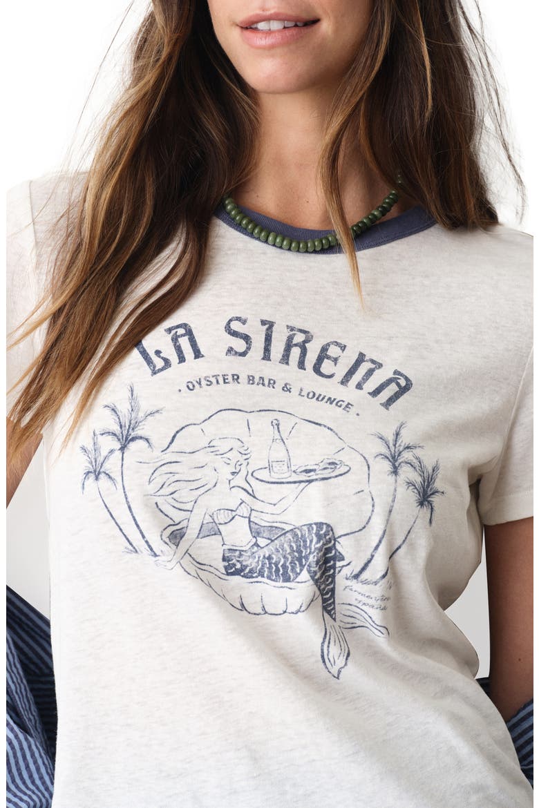 La Sirena Ringer Graphic T-Shirt, Alternate, color, ANTIQUE WHITE