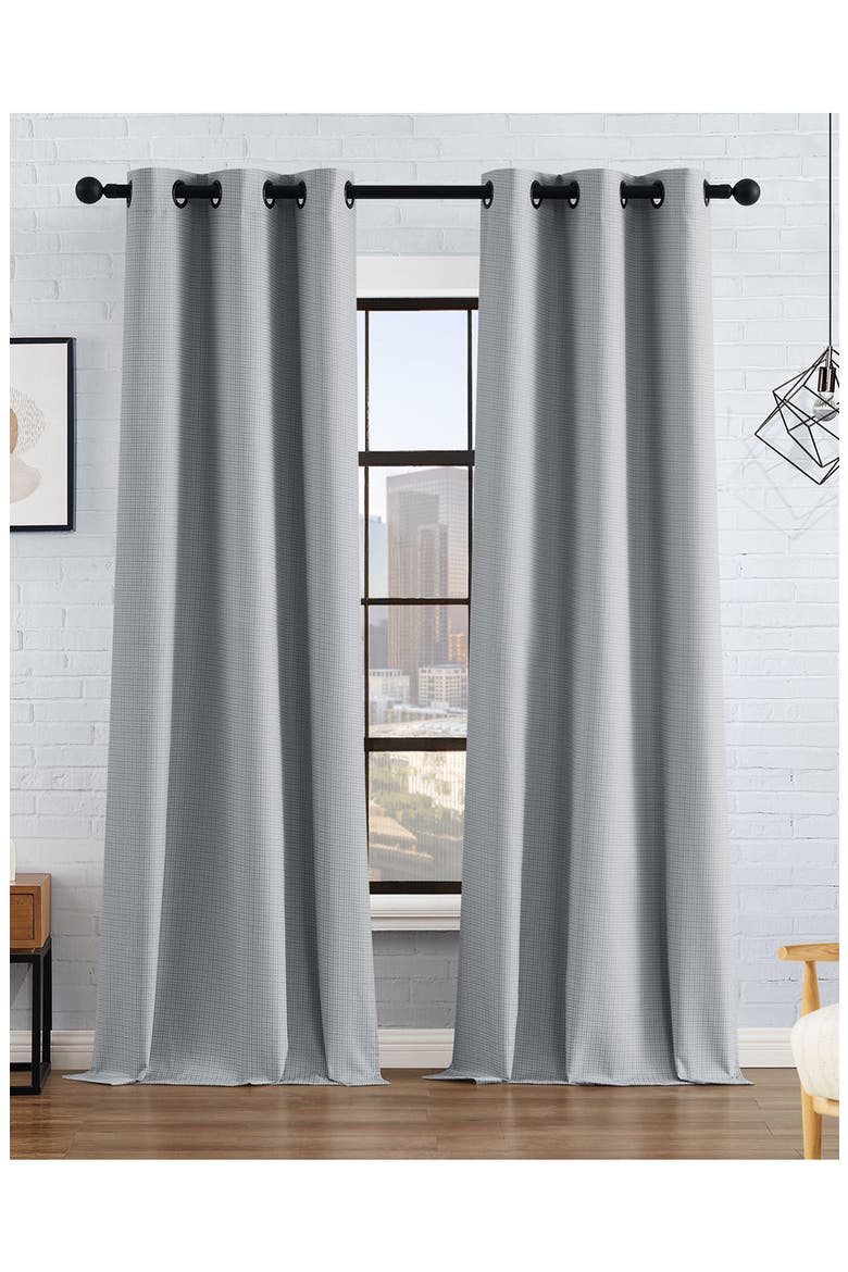 Finley Textured Blackout Set of 2 Curtain Panels, Alternate, color, LIGHT GREY