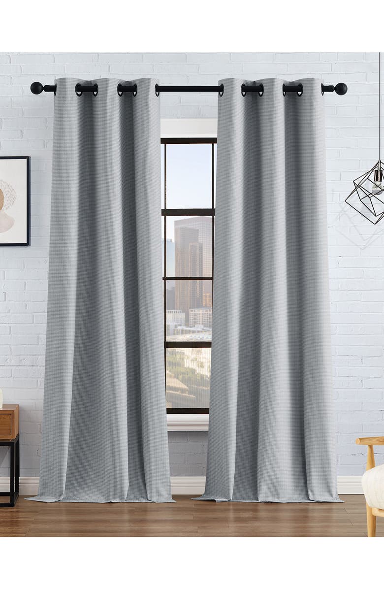 Lucky Brand Finley Textured Blackout Set of 2 Curtain Panels, Alternate, color, Light Grey