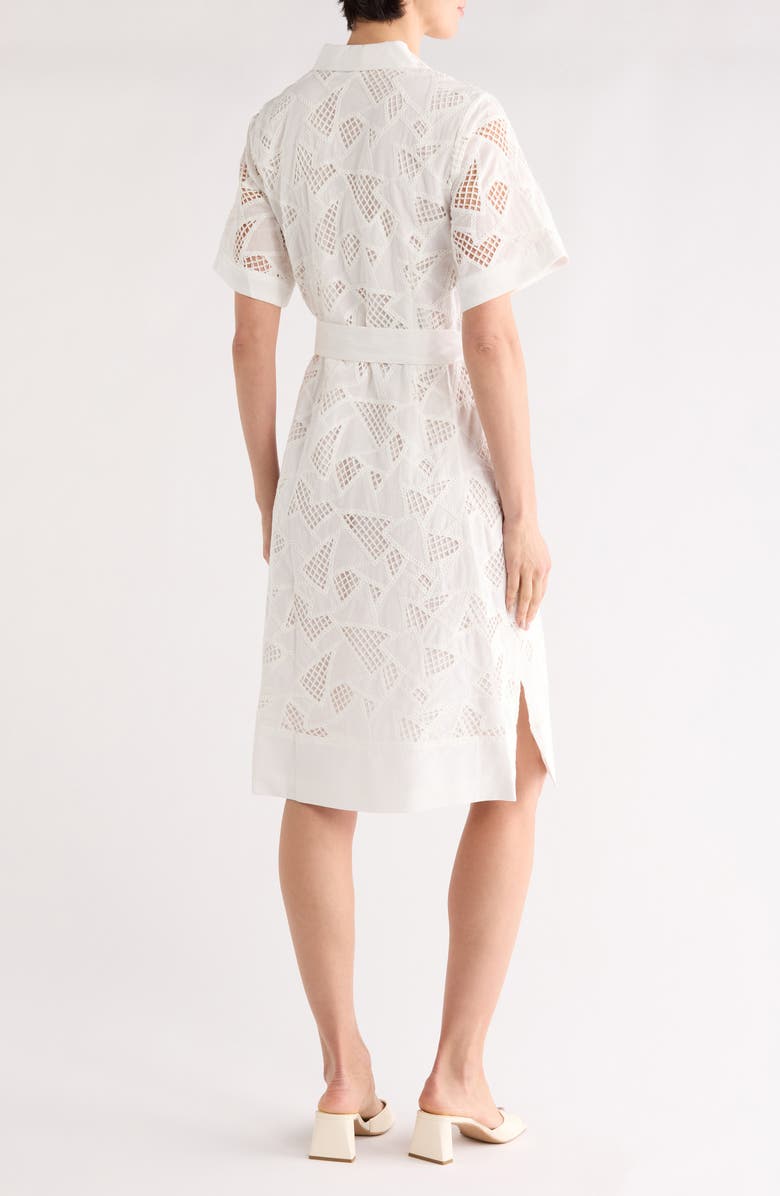 T Tahari Eyelet Cotton Shirtdress, Alternate, color, White Star