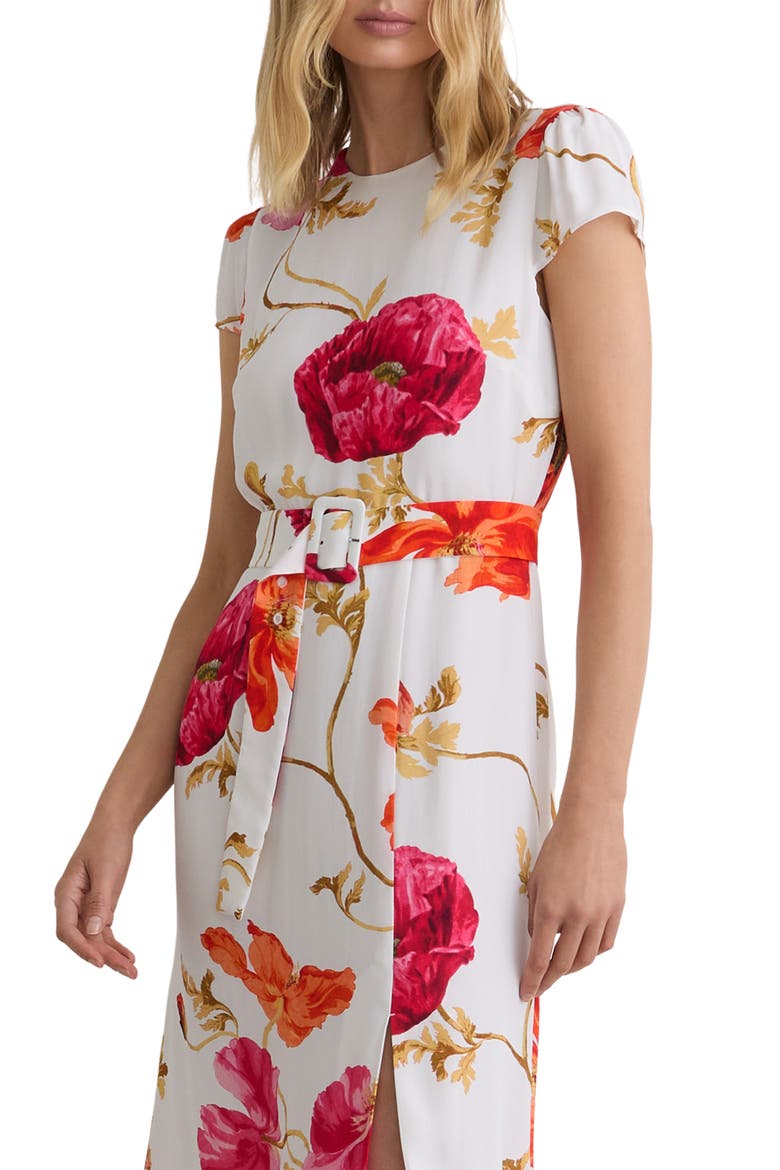 Lyra Floral Print Belted Maxi Dress, Alternate, color, IVORY/ PINK