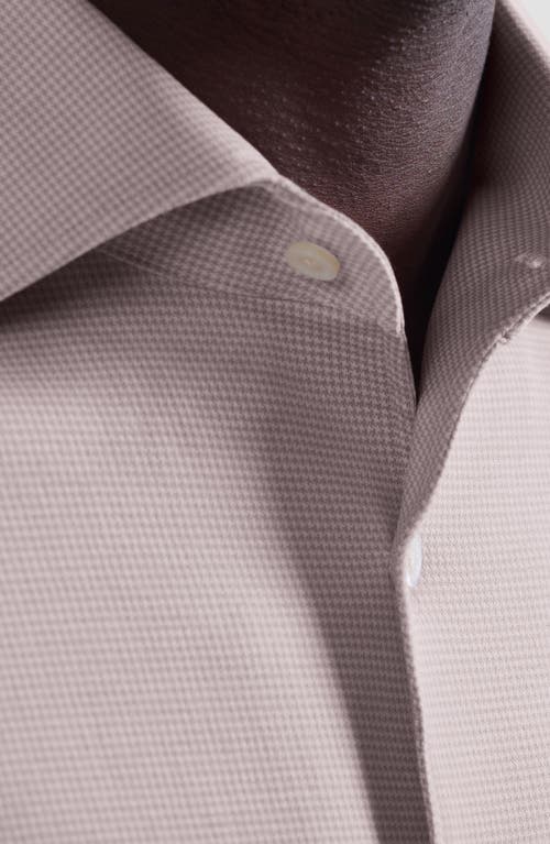 Bugatchi Devon Ooohcotton® Houndstooth Button-up Shirt In Pink