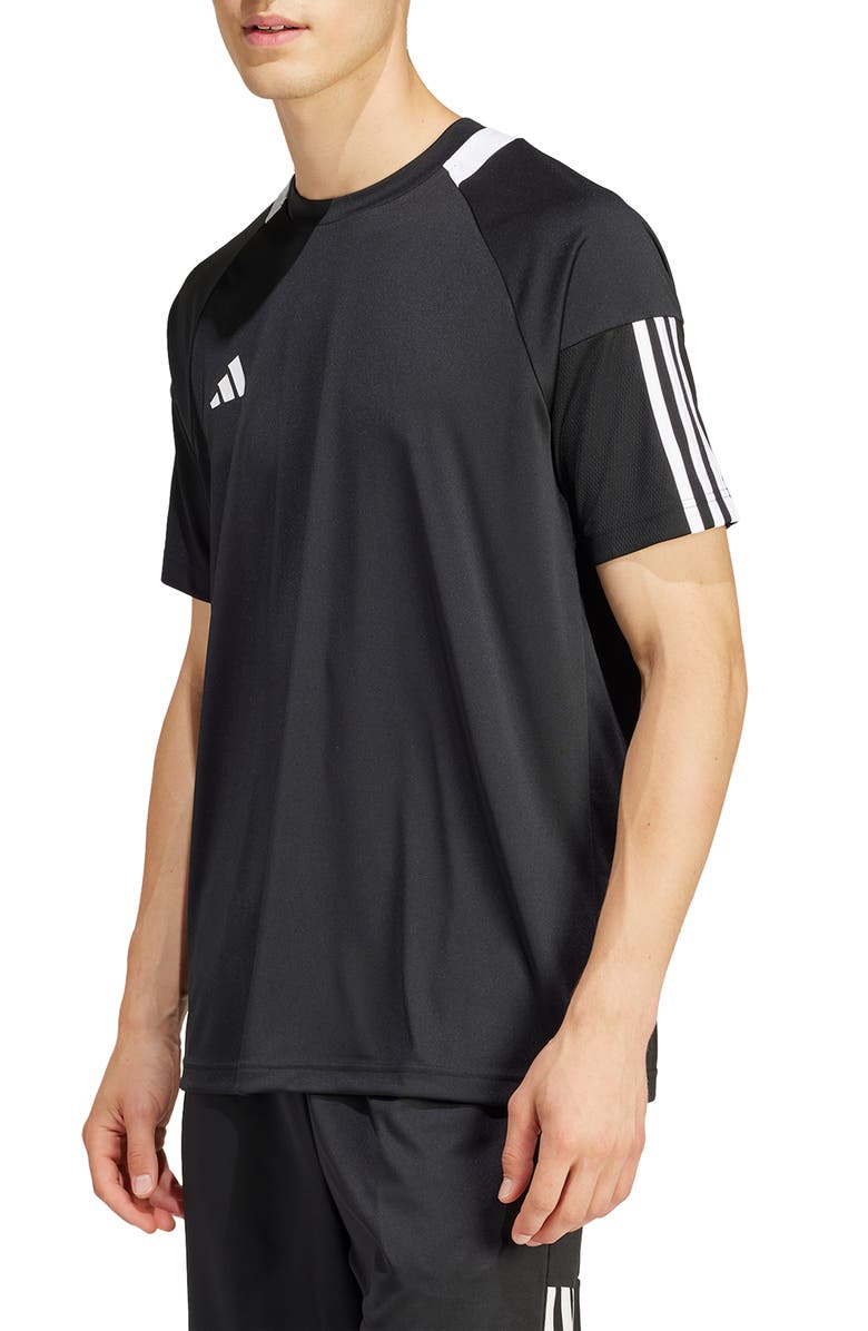 adidas Sereno 3-Stripes AEROREADY T-Shirt, Alternate, color, Black/ White