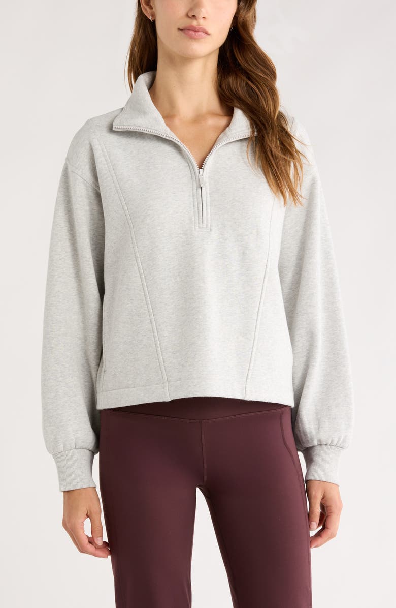 Zella Ultracozy Fleece Half Zip Pullover, Main, color, Grey Light Heather