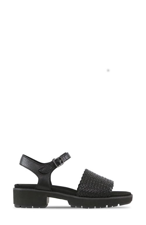 Munro Conner Ankle Strap Platform Sandal In Black Woven Combo