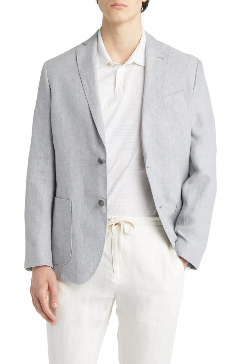 Patch Pocket Linen Sport Coat, Main, color, GREY SILK