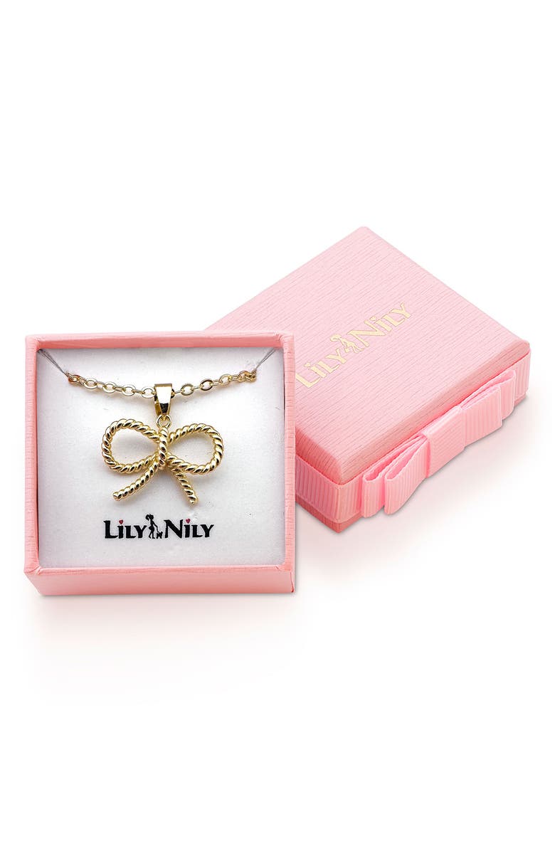 Lily Nily Kids' Bow Twist Pendant Necklace, Alternate, color, Gold