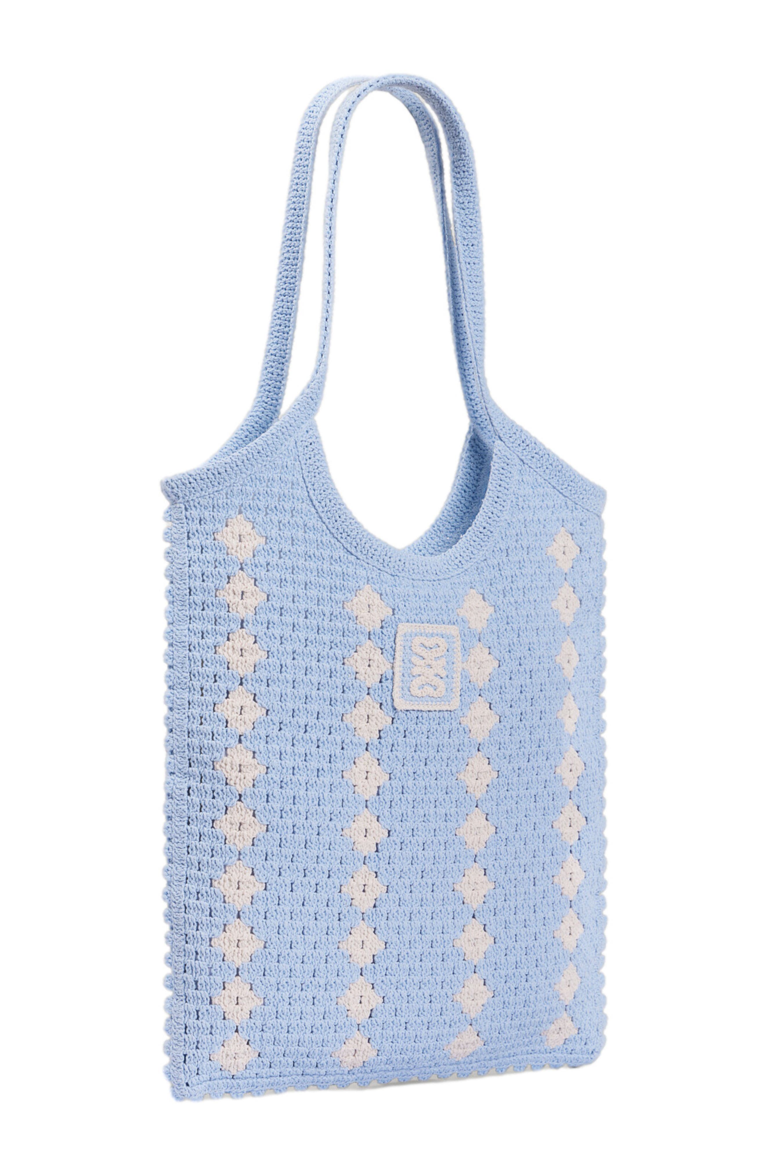SANDRO Two-tone crochet bag, Alternate, color, Sky Blue