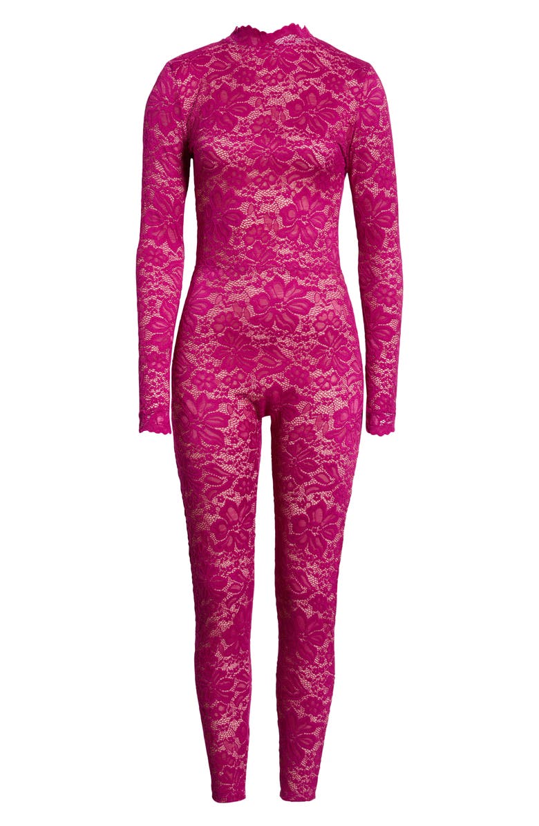 KILO BRAVA Lace Long Sleeve Catsuit, Main, color, Boysenberry